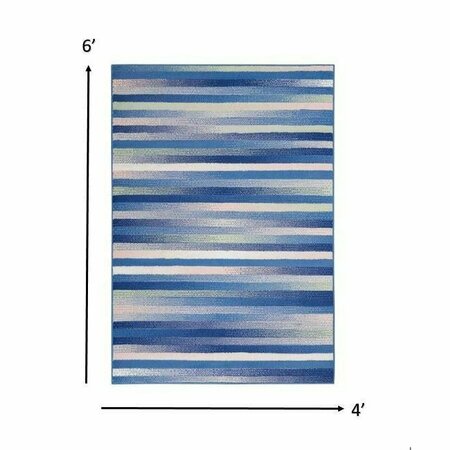 Homeroots 4 x 6 ft. Blue & Ivory Halftone Stripe Area Rug 385874
